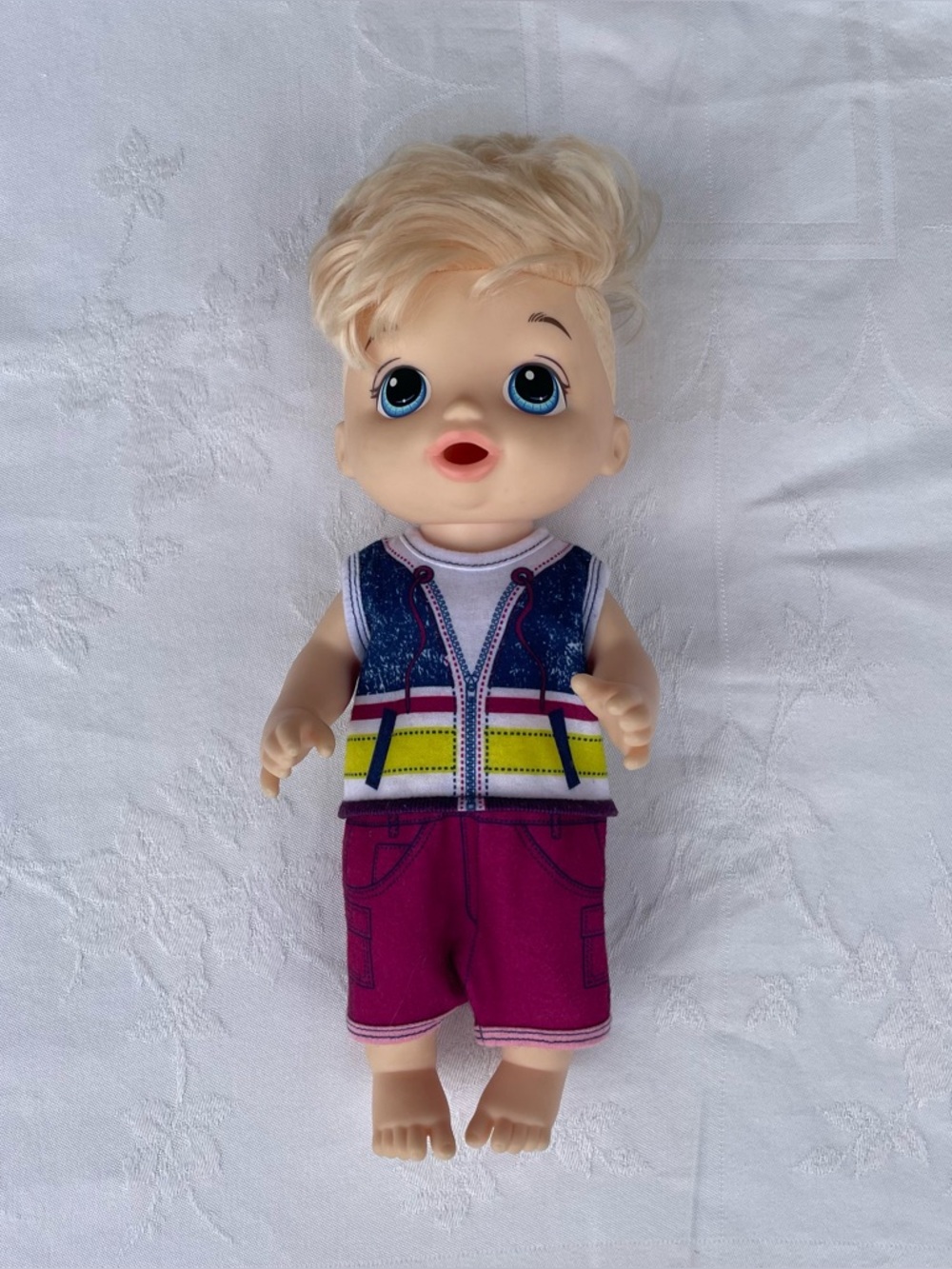 Baby Alive Sweet Spponfuls Boy Doll Blonde Blue Eyes w Outfit 2017 Hasbro